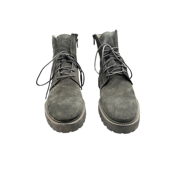 Zara Man Black Suede‎ Lace Up Side Zip Combat Boots Lug Sole Size 43 Mens 10 main image 15
